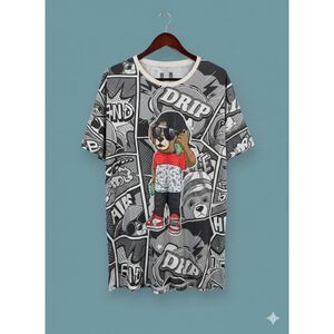 Hustle Shirt Men’s Bailey Bear AOP Drip Streetwear Shirt 3XL XXXL Streetwear